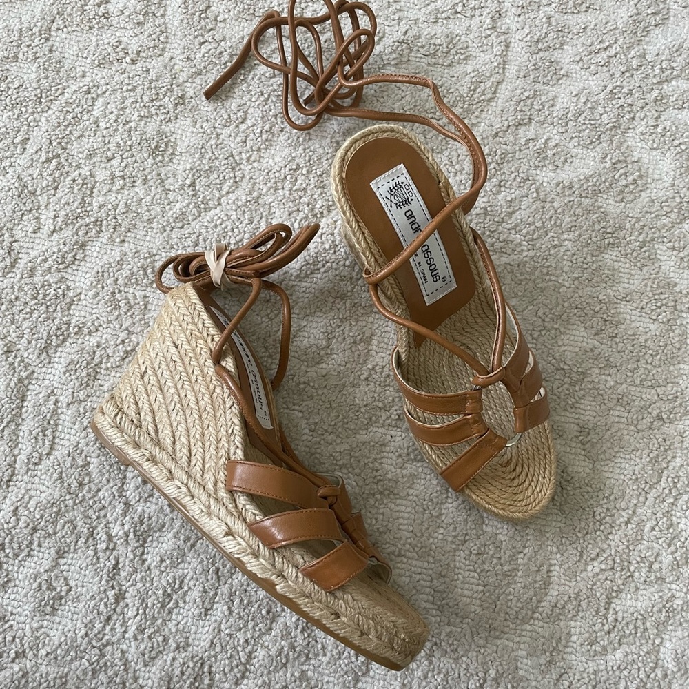 Andre assous wedge platform sandals tie ankle strap
